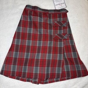 NWT Becky Thatcher Elderwear Girls Size 6 Red Gray Plaid Skort School Uniform